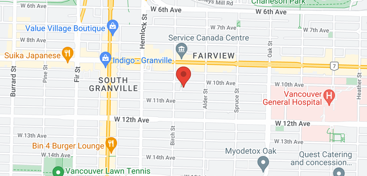 map of 308 1260 W 10TH AVENUE